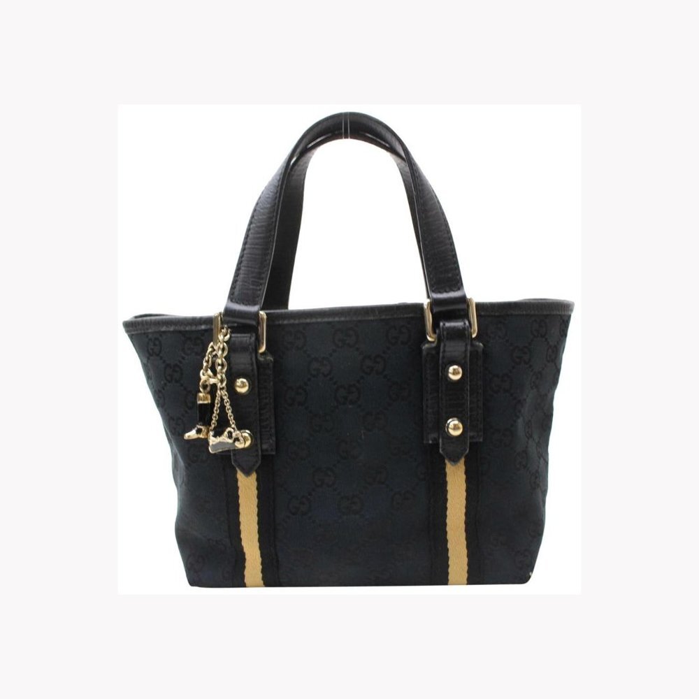 Gucci Black x Beige Web Monogram GG Jolicoeur Charm Tote 70g38s